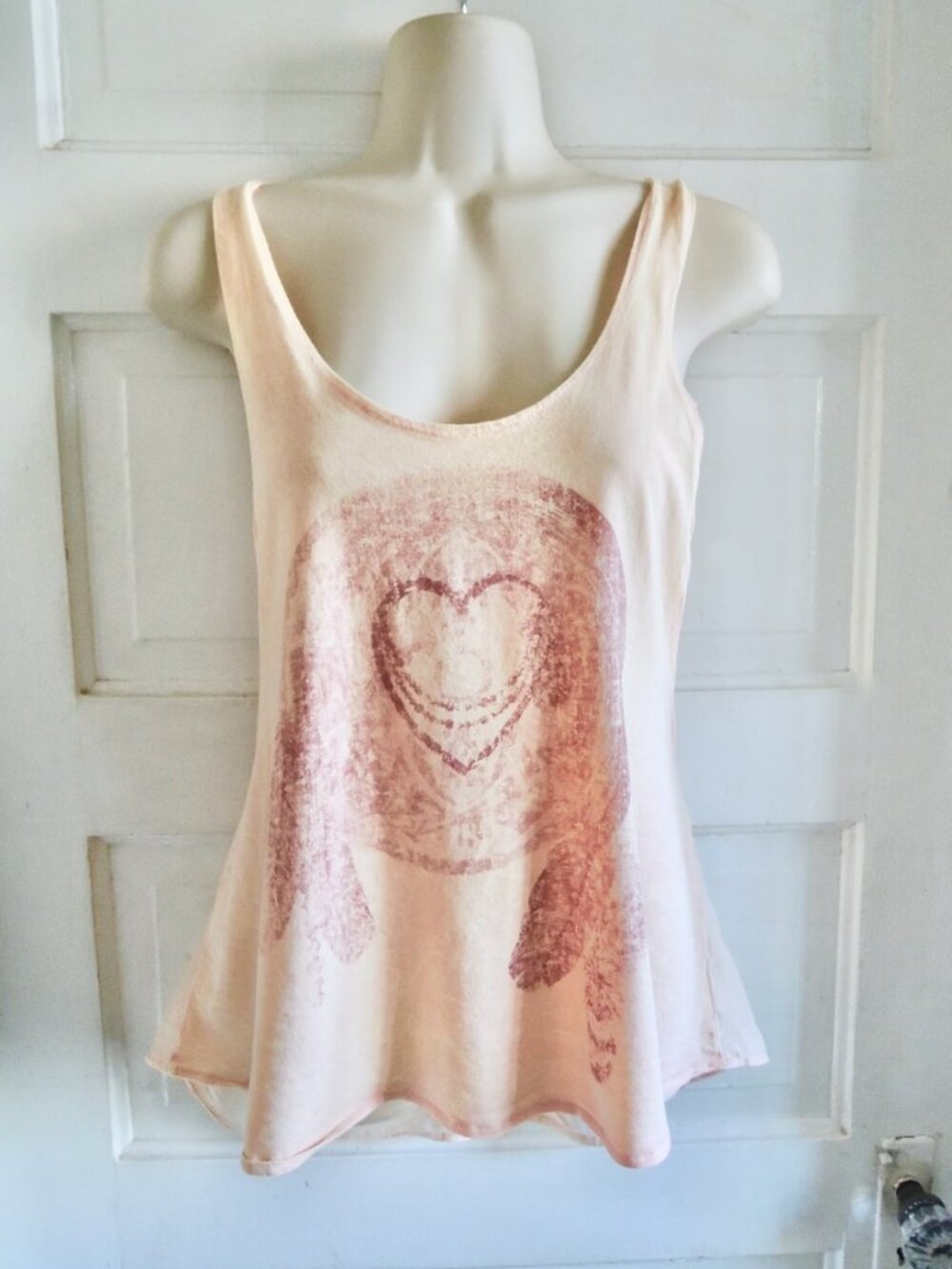 Project Social T Peach Heart & Feathers Relaxed Racerback Tank M